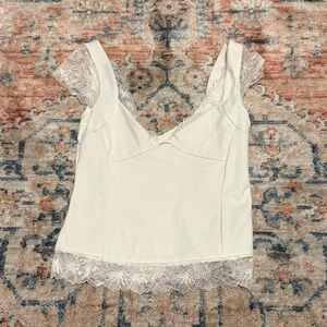 Free People White Lace Trim Chemise